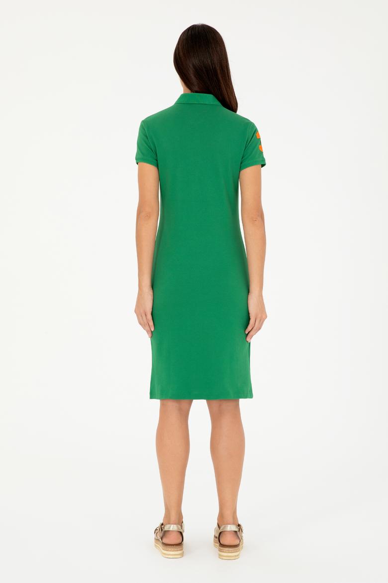 Kadın Yeşil Polo Yaka Mini Boy Örme Elbise - 50280064098