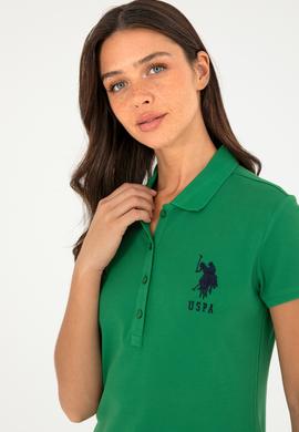 Kadın Yeşil Polo Yaka Mini Boy Örme Elbise - 50280064098