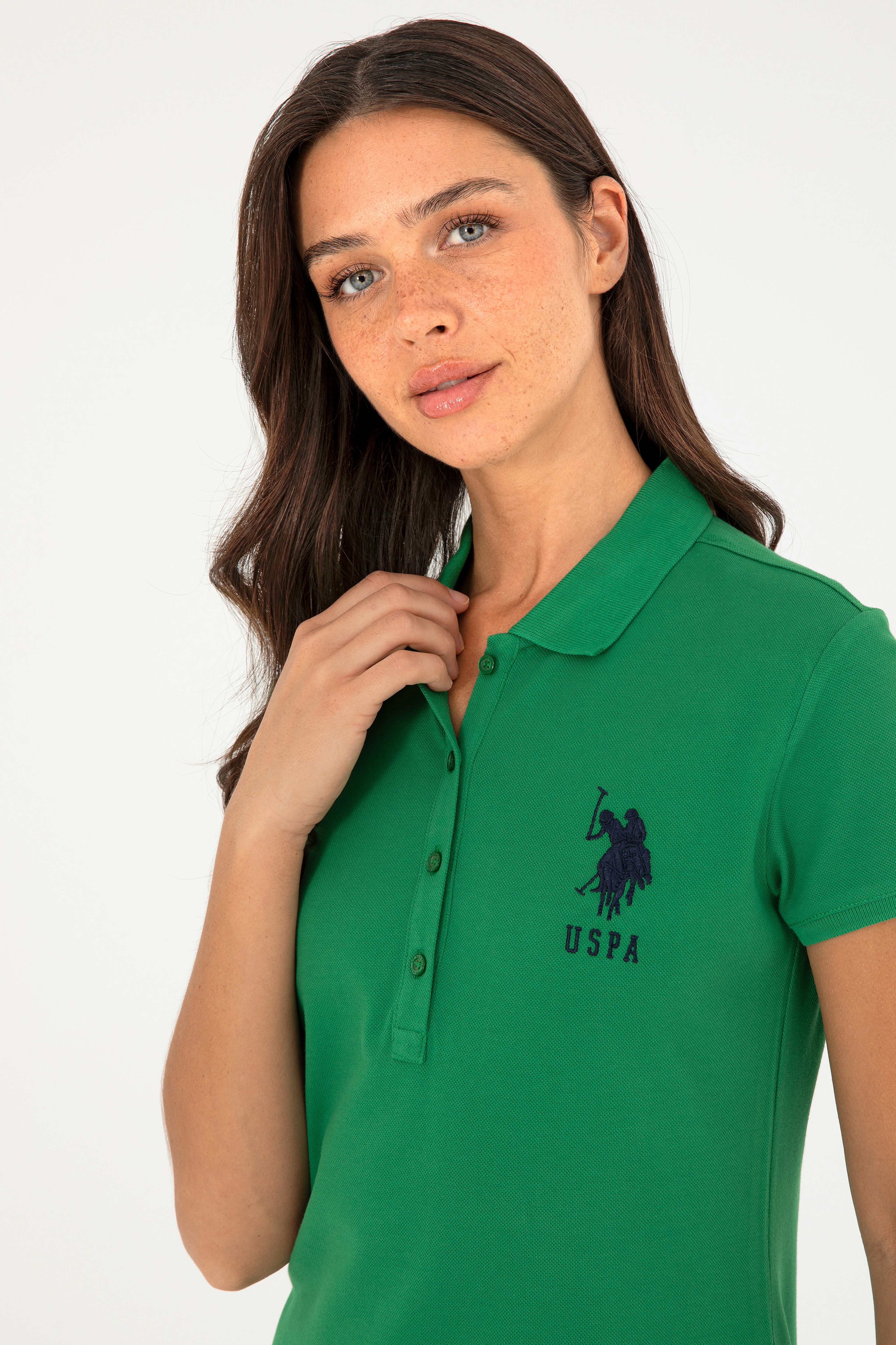Kadın Yeşil Polo Yaka Mini Boy Örme Elbise