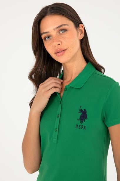 Kadın Yeşil Polo Yaka Mini Boy Örme Elbise