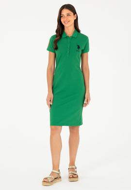 Kadın Yeşil Polo Yaka Mini Boy Örme Elbise - 50280064098