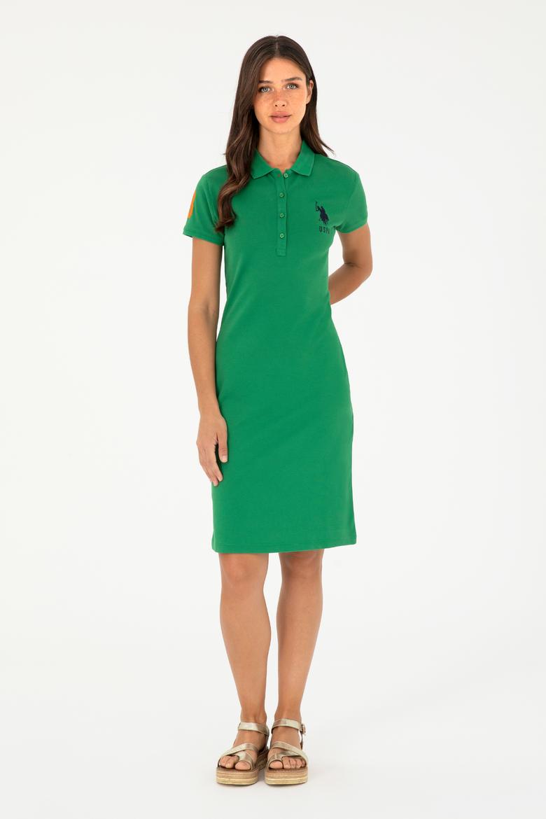 Kadın Yeşil Polo Yaka Mini Boy Örme Elbise - 50280064098