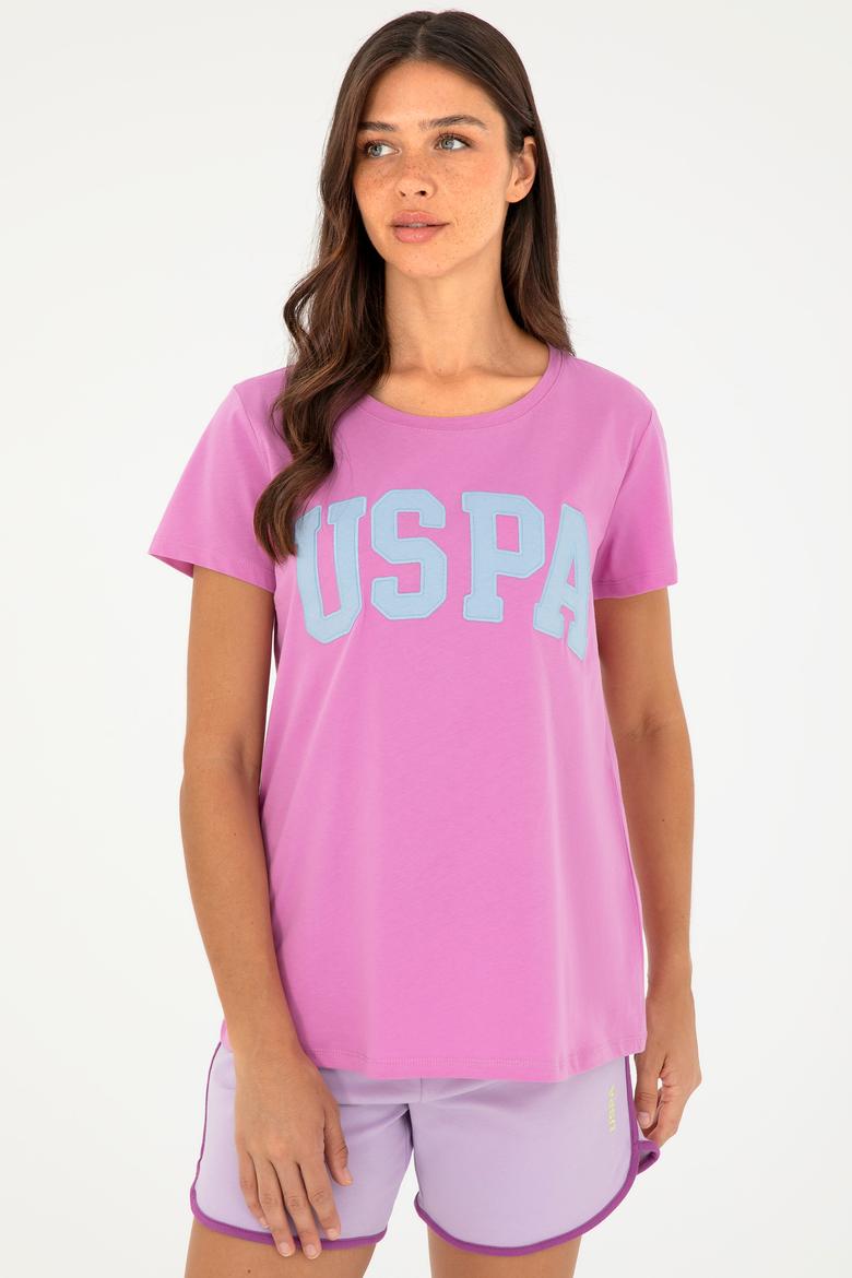 Kadın Pembe Bisiklet Yaka Basic Tişört - 50280036119