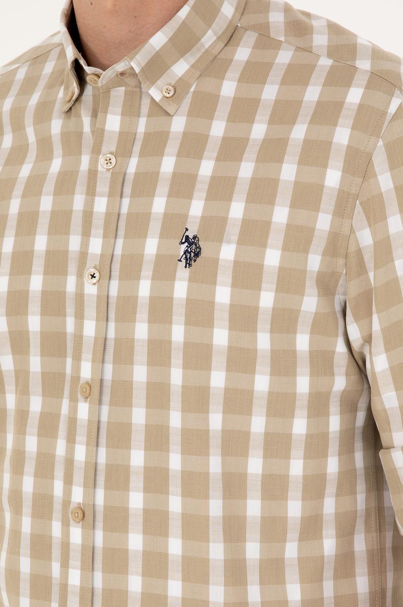 Erkek Açık Haki Uzun Kollu Gömlek