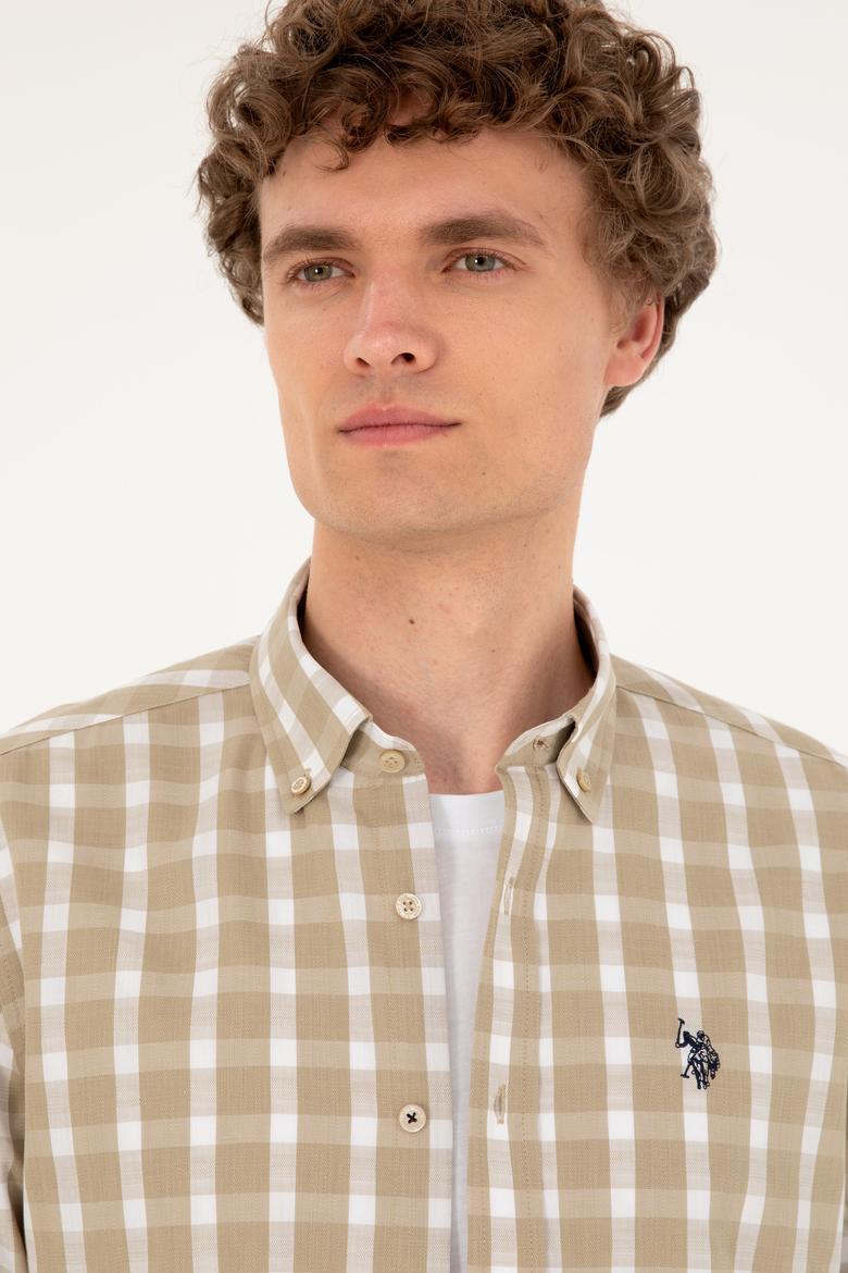 Erkek Açık Haki Uzun Kollu Gömlek - 50288665015