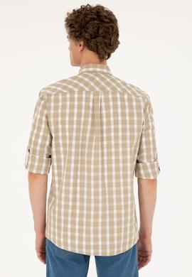 Erkek Açık Haki Uzun Kollu Gömlek - 50288665015