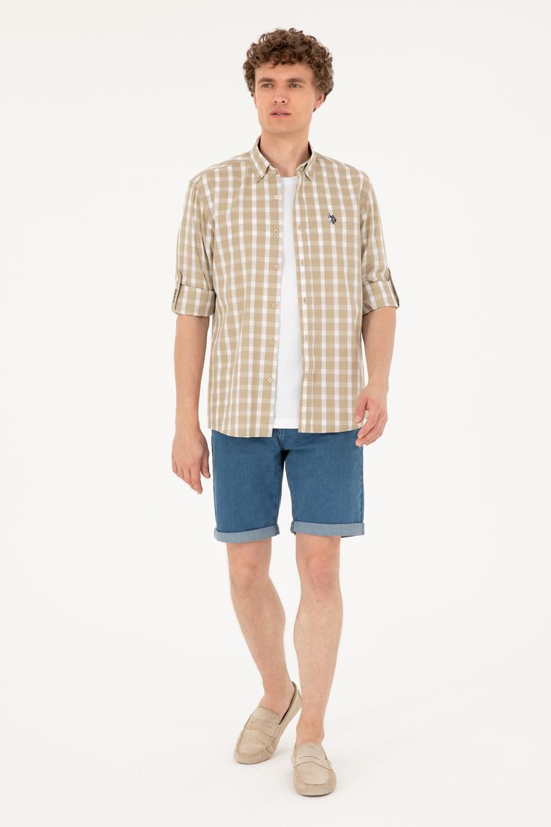 Erkek Açık Haki Uzun Kollu Gömlek - 50288665015