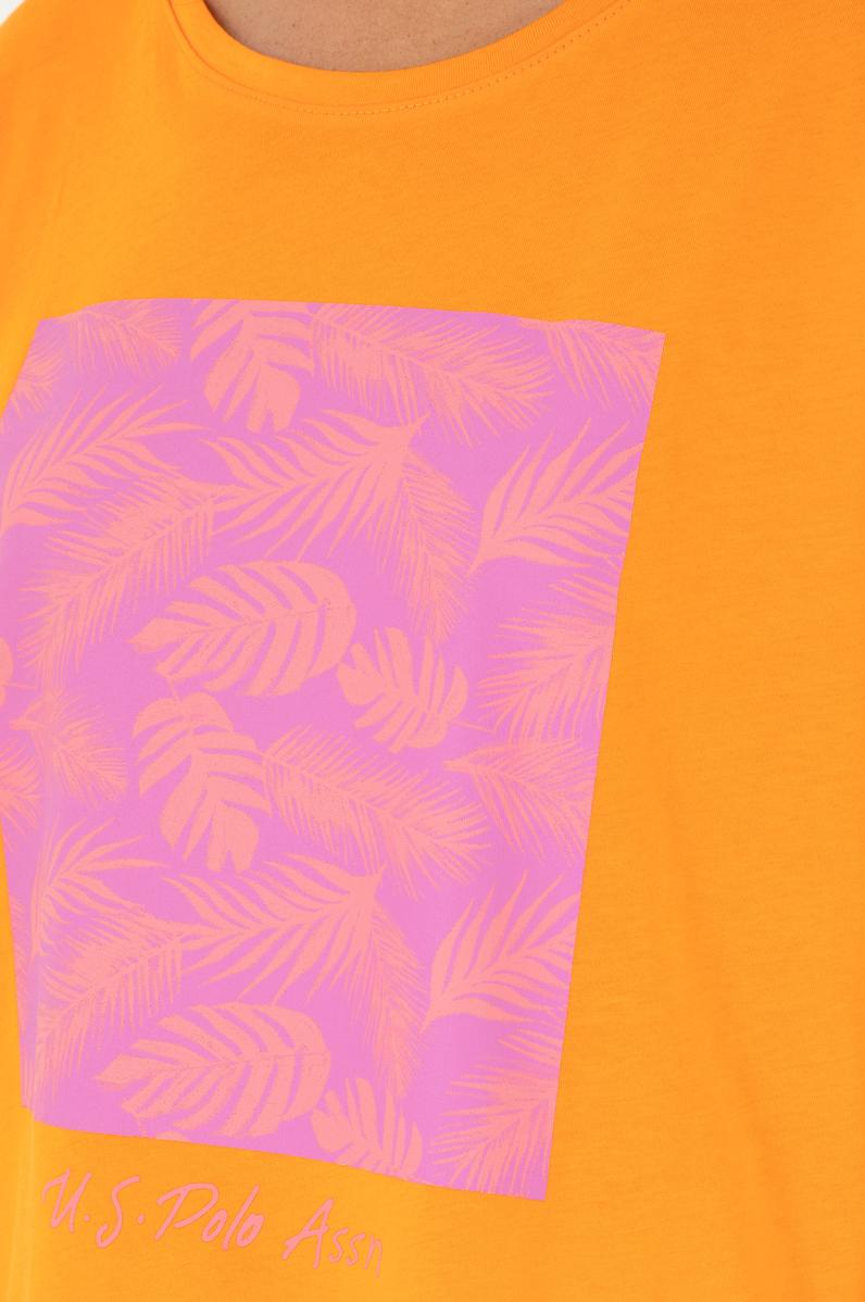 Kadın Turuncu Bisiklet Yaka Tişört