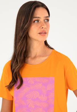 Kadın Turuncu Bisiklet Yaka Tişört - 50294760016