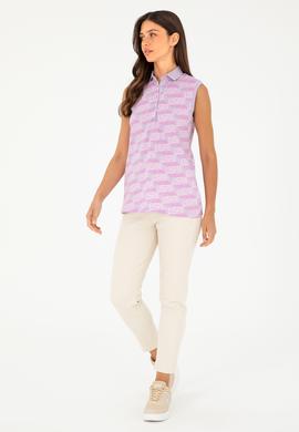 Kadın Lila Kolsuz Polo Yaka Tişört - 50282902008