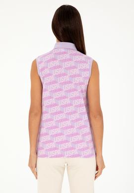 Kadın Lila Kolsuz Polo Yaka Tişört - 50282902008