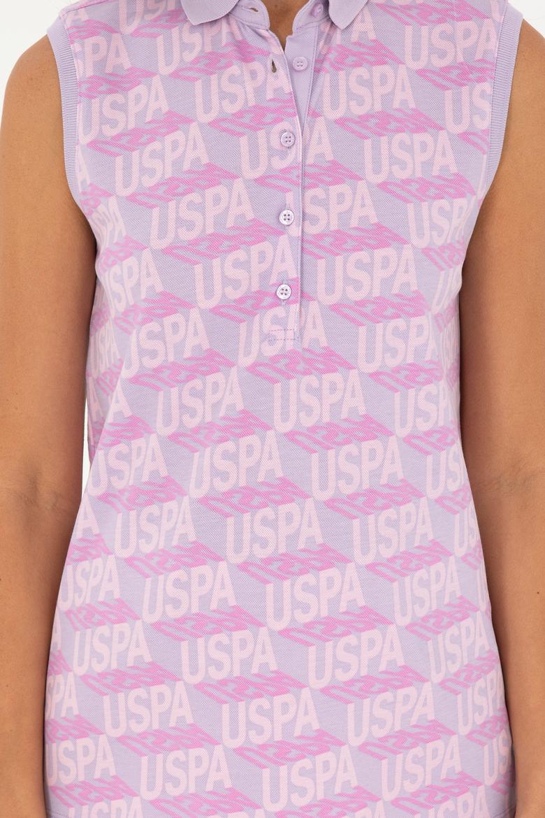 Kadın Lila Kolsuz Polo Yaka Tişört - 50282902008