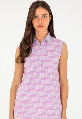 Kadın Lila Kolsuz Polo Yaka Tişört - 50282902008