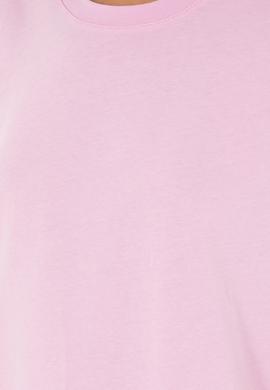 Kadın Pembe Bisiklet Yaka Basic Tişört - 50296152041