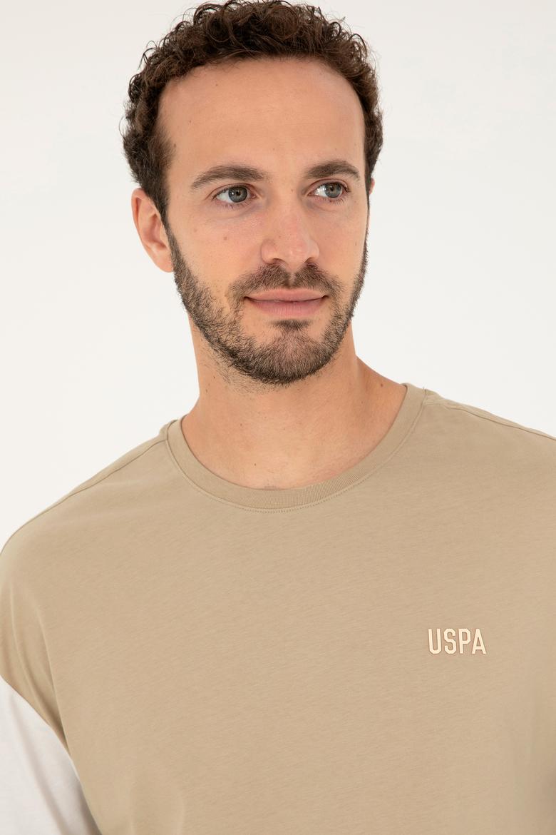 Erkek Comfort Fit Bisiklet Yaka Açık Haki Tişört - 50287041036