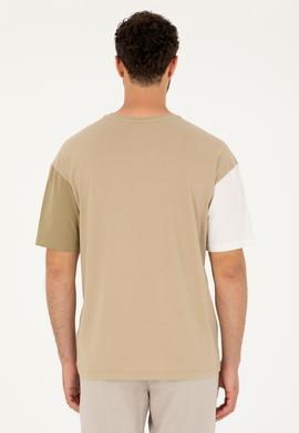 Erkek Comfort Fit Bisiklet Yaka Açık Haki Tişört - 50287041036