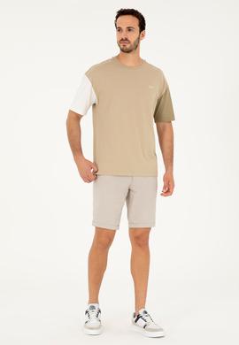 Erkek Comfort Fit Bisiklet Yaka Açık Haki Tişört - 50287041036