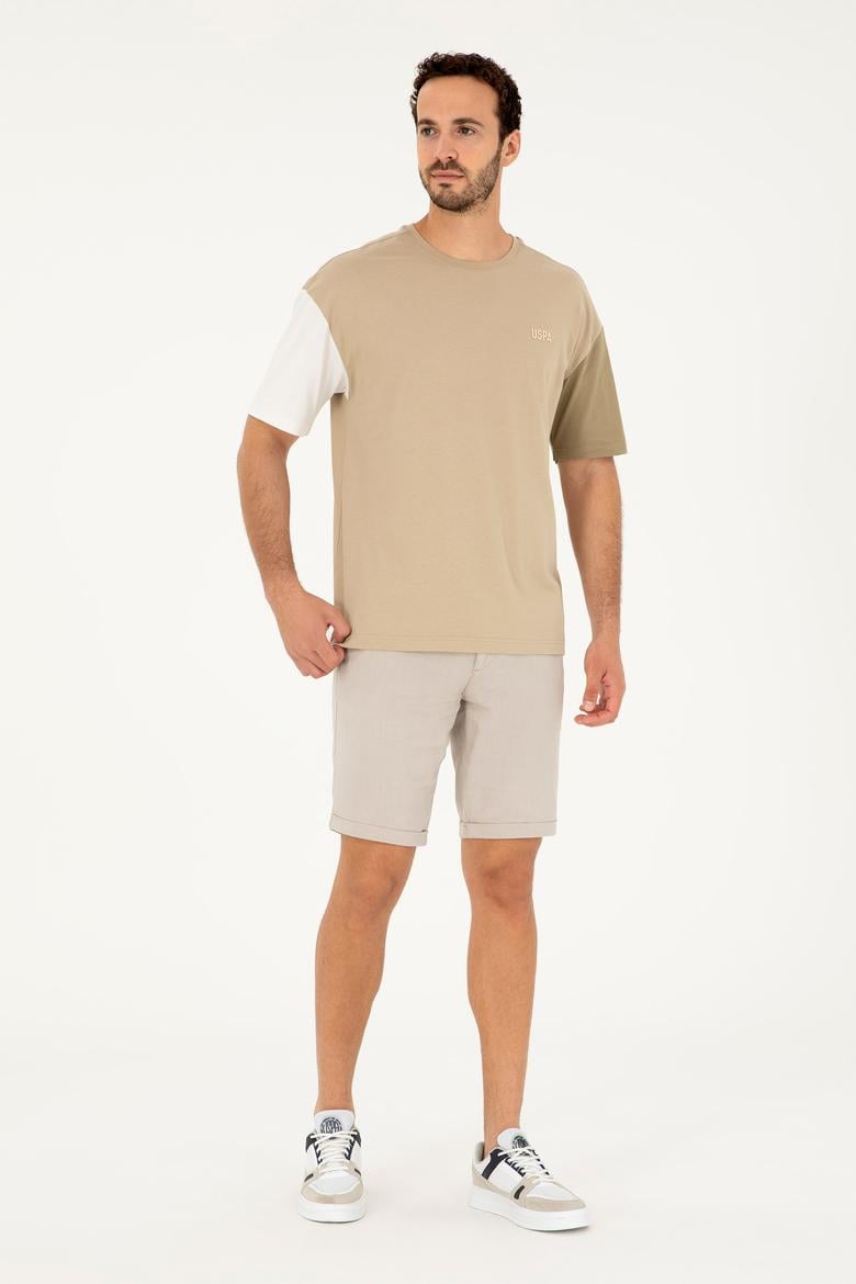 Erkek Comfort Fit Bisiklet Yaka Açık Haki Tişört - 50287041036