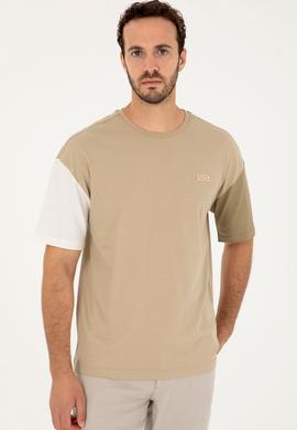 Erkek Comfort Fit Bisiklet Yaka Açık Haki Tişört - 50287041036