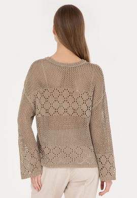 Kadın Açık Haki Bisiklet Yaka Kazak - 50280425007