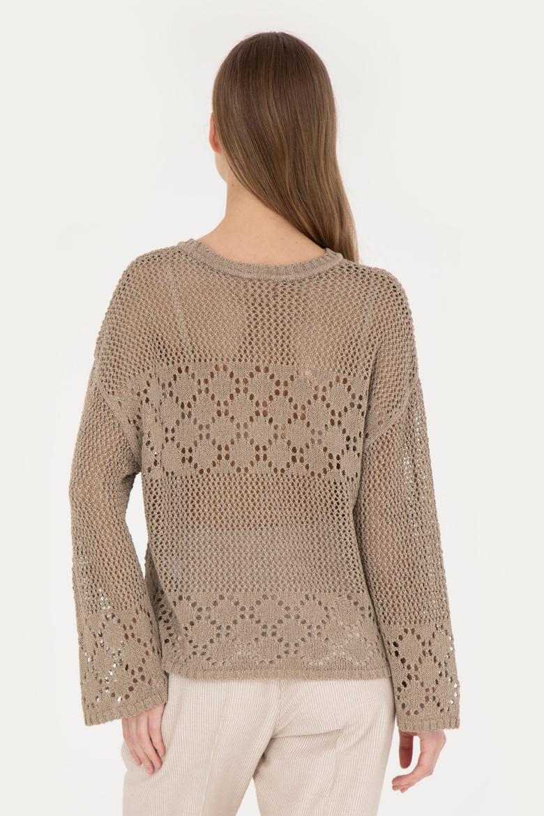 Kadın Açık Haki Bisiklet Yaka Kazak - 50280425007