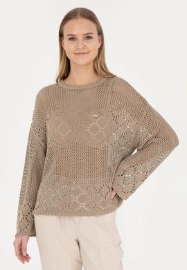 Kadın Açık Haki Bisiklet Yaka Kazak - 50280425007