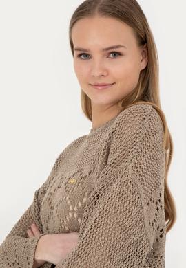 Kadın Açık Haki Bisiklet Yaka Kazak - 50280425007