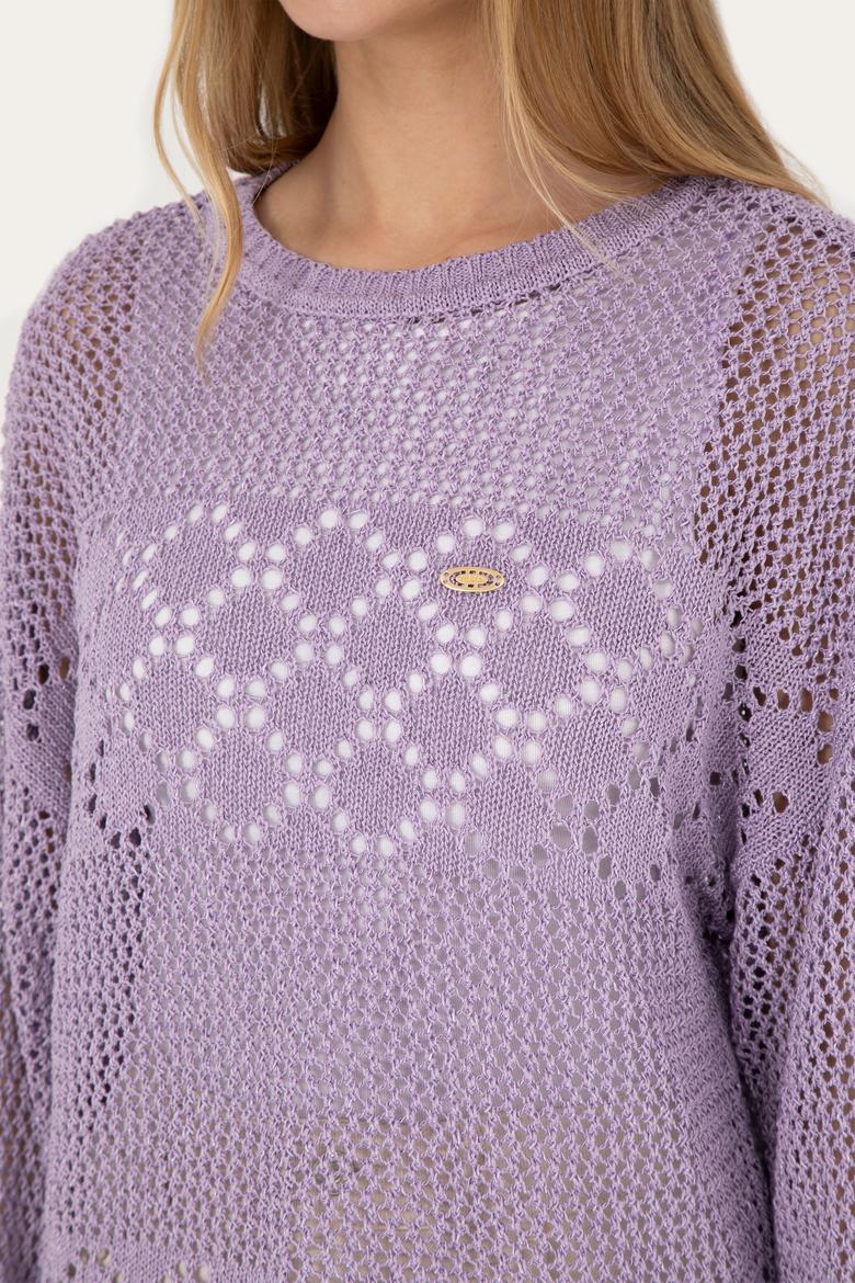 Kadın Lila Bisiklet Yaka Kazak - 50280425011