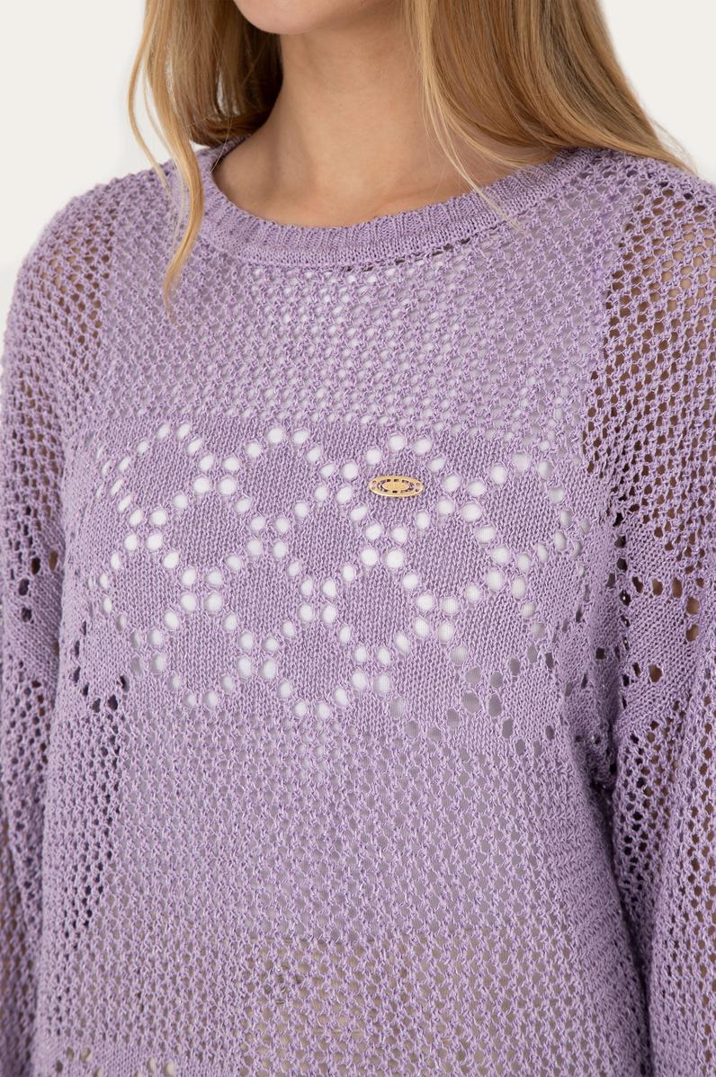 Kadın Lila Bisiklet Yaka Kazak