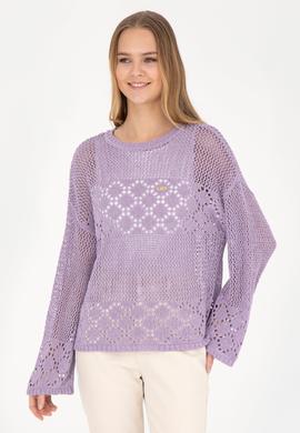 Kadın Lila Bisiklet Yaka Kazak - 50280425011