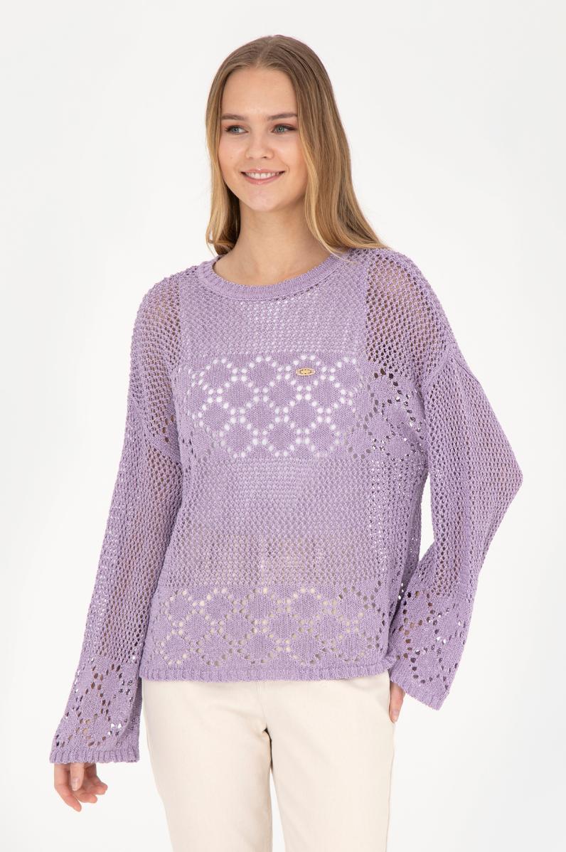 Kadın Lila Bisiklet Yaka Kazak