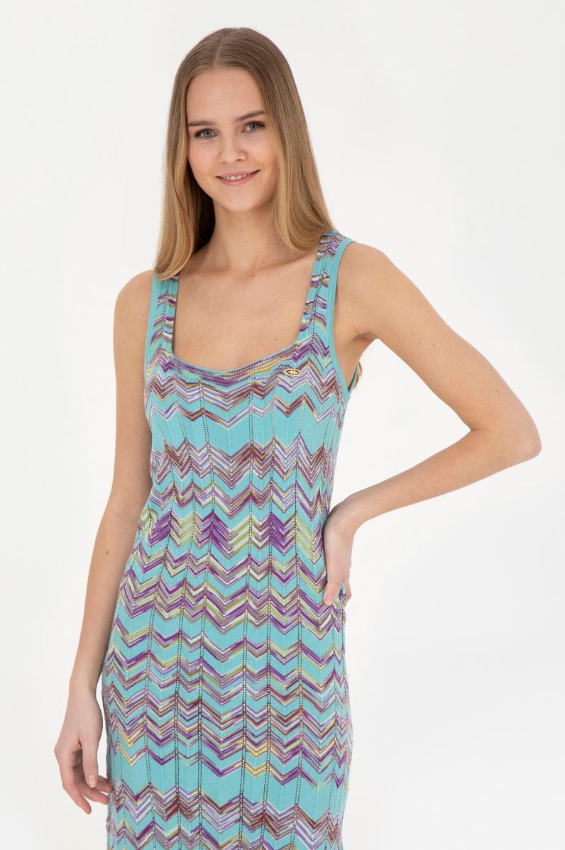 Kadın Mint Bisiklet Yaka Triko Elbise