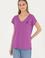 Kadın Mor V Yaka Basic Tişört
