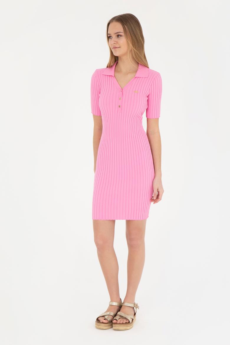 Kadın Menekşe Polo Yaka Triko Elbise - 50280475020