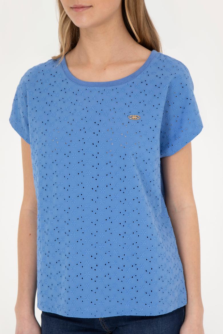 Kadın Koyu Mavi Bisiklet Yaka Tişört - 50281803003