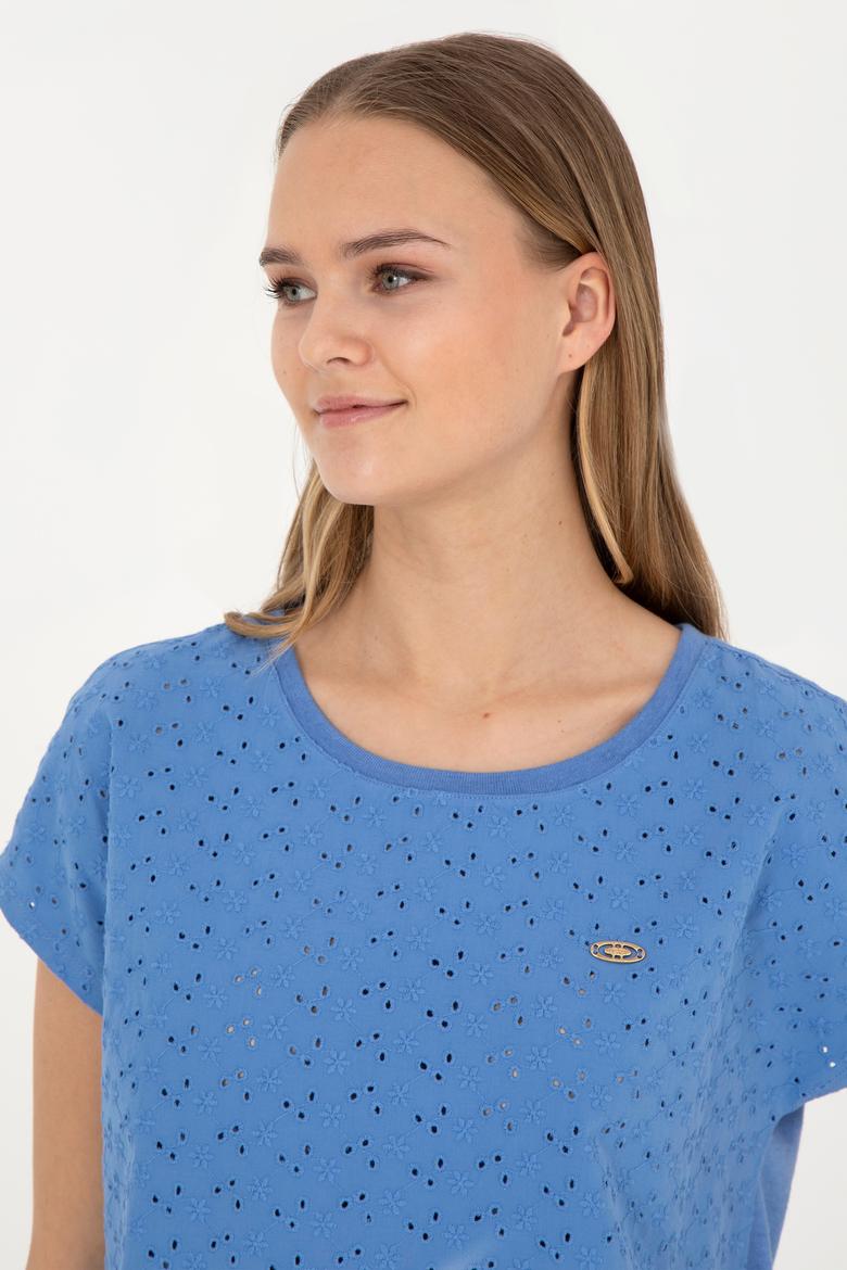 Kadın Koyu Mavi Bisiklet Yaka Tişört - 50281803003