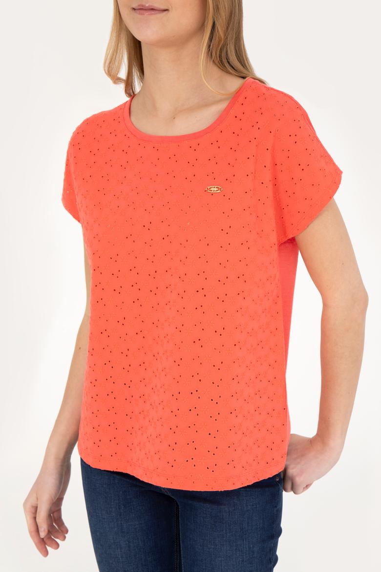 Kadın Nar Çiçeği Bisiklet Yaka Tişört - 50281803011