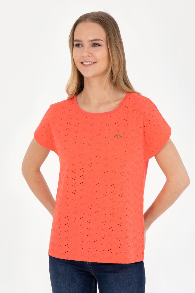 Kadın Nar Çiçeği Bisiklet Yaka Tişört