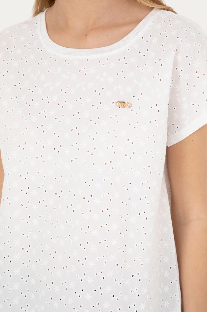 Kadın Ekru Bisiklet Yaka Tişört