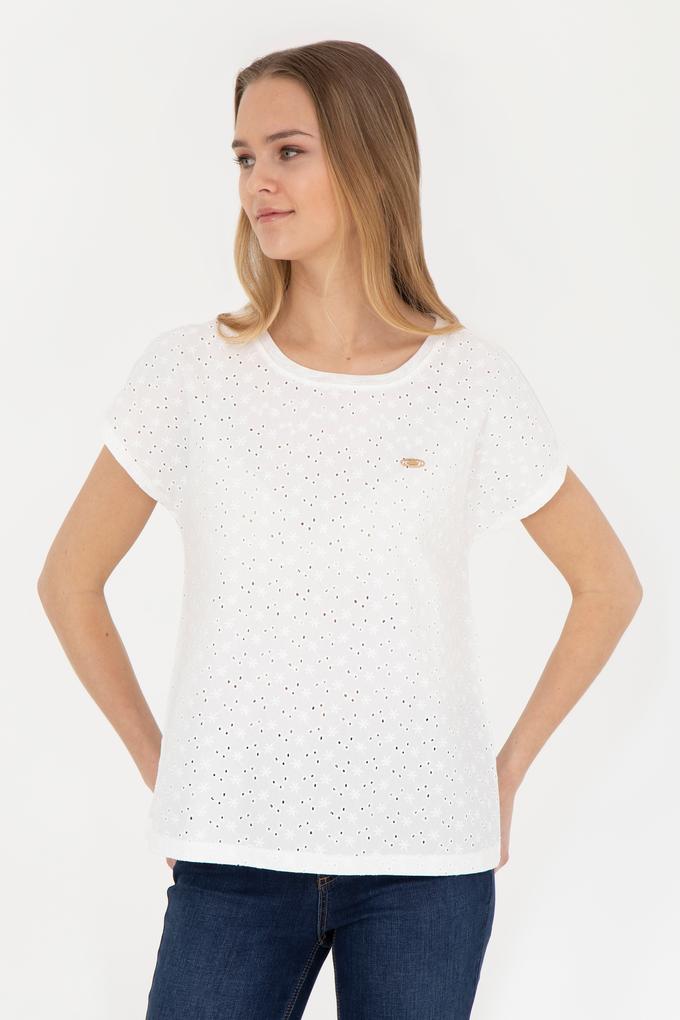 Kadın Ekru Bisiklet Yaka Tişört