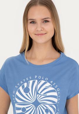 Kadın Koyu Mavi Bisiklet Yaka Tişört - 50282896014