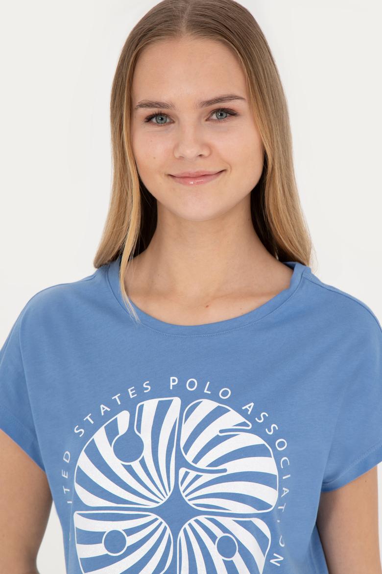 Kadın Koyu Mavi Bisiklet Yaka Tişört - 50282896014