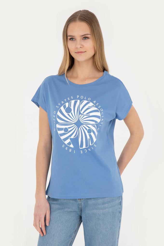 Kadın Koyu Mavi Bisiklet Yaka Tişört