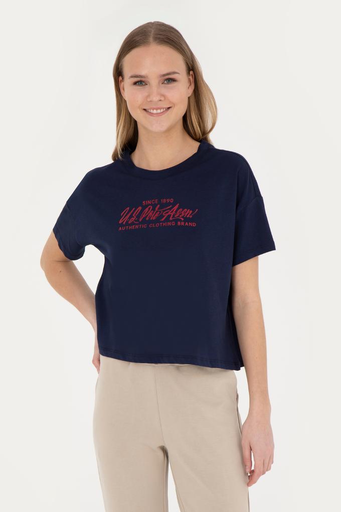 Kadın Lacivert Bisiklet Yaka Tişört