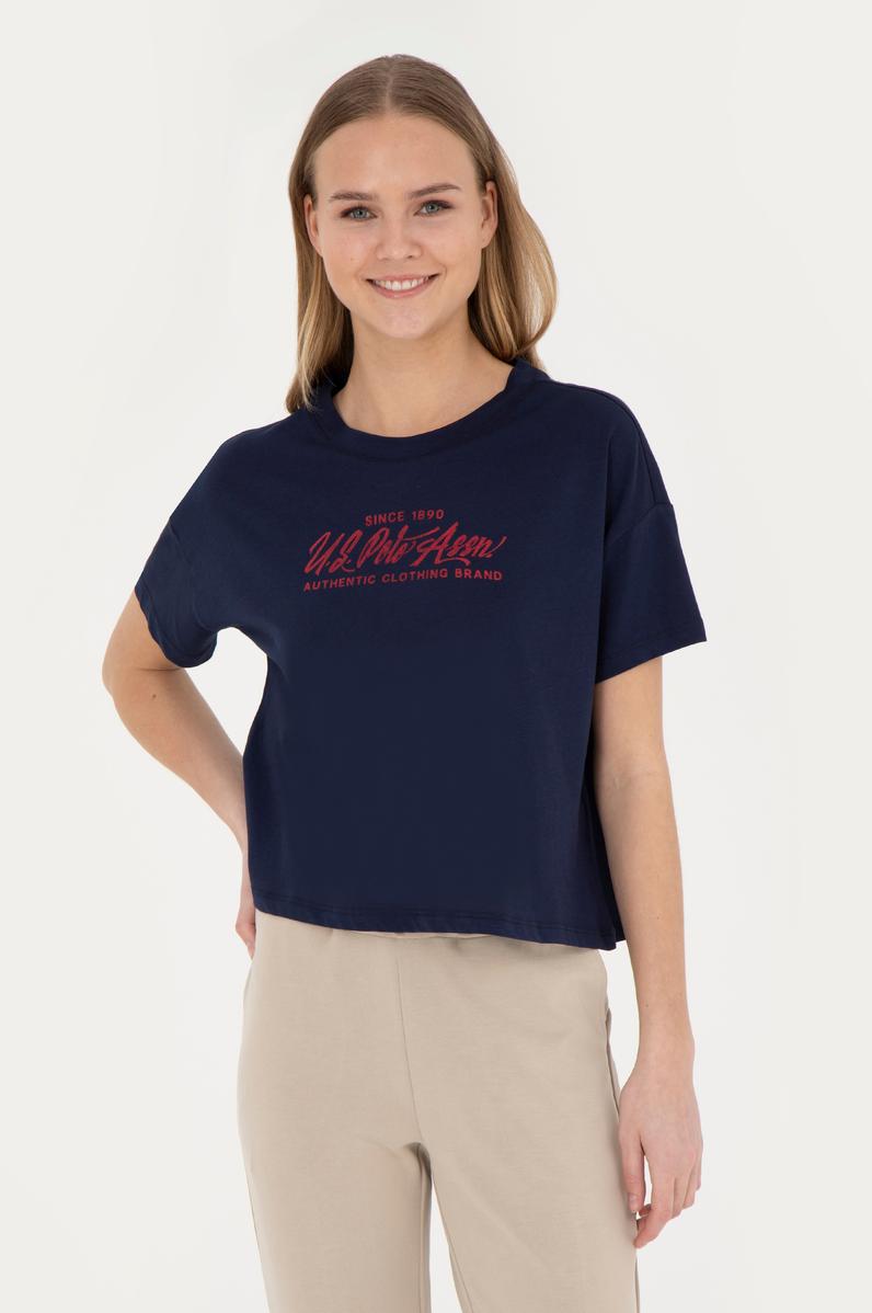 Kadın Lacivert Bisiklet Yaka Tişört