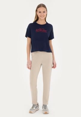 Kadın Lacivert Bisiklet Yaka Tişört - 50282898037