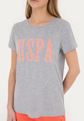 Kadın Gri Melanj Bisiklet Yaka Tişört - 50285843007