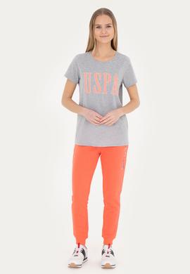 Kadın Gri Melanj Bisiklet Yaka Tişört - 50285843007