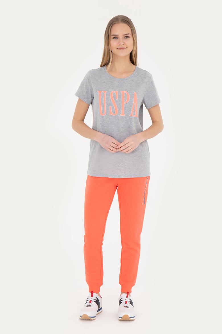 Kadın Gri Melanj Bisiklet Yaka Tişört - 50285843007