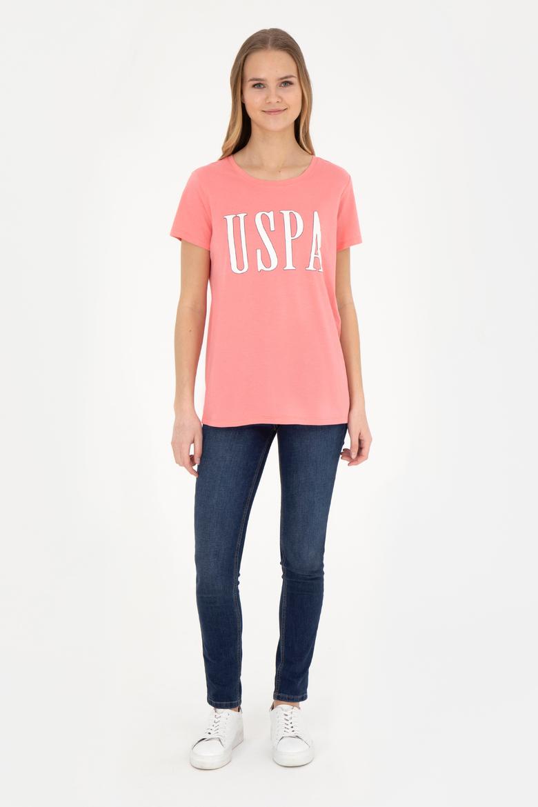 Kadın Neon Pembe Bisiklet Yaka Tişört - 50285843049